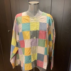 Vintage Orvis Multicolore Coton Patchwork Summer Top 14